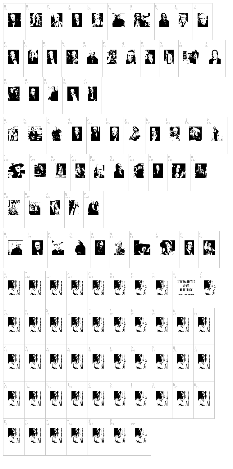 David Carradine font map